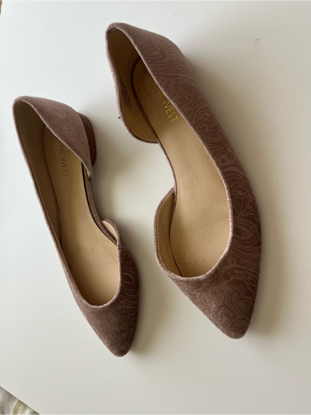 Nine West Taupe Brown Pointed D'Orsay Flats